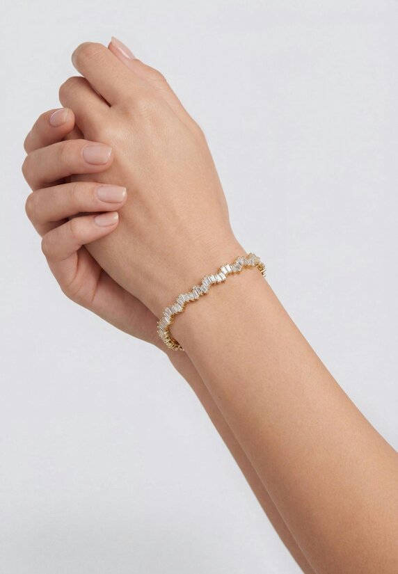 Latelita Baguette Ice Cuff Bangle Gold White