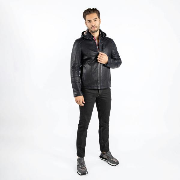 The Vintage Rider Leather Hoodie - Premium Men's Patterned Shirt by Claudio Lugli | Bold Design, Tailored Fit, Best Printed Shirts