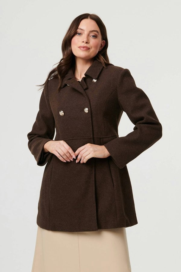Brown | Button Detail Double Breasted Jacket
