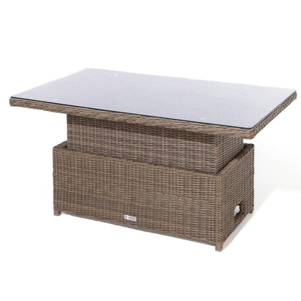 Rowlinson Natural Weave Rattan Corner Dining Set | Adjustable Height Table | 5 Piece