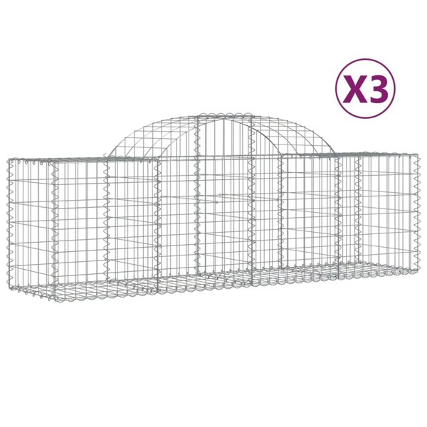 Berkfield Arched Gabion Baskets 3 pcs 200x50x60/80 cm Galvanised Iron