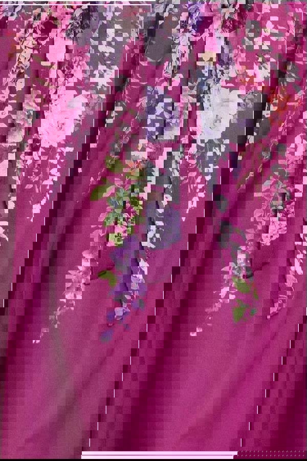 Flutter Sleeve A-Line Chiffon Floral Printed Midi Dress - Magenta DR4481