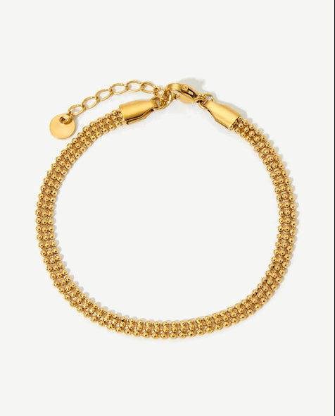 Elk & Bloom Triple Beaded Satellite Chain 14K Gold Link Bracelet