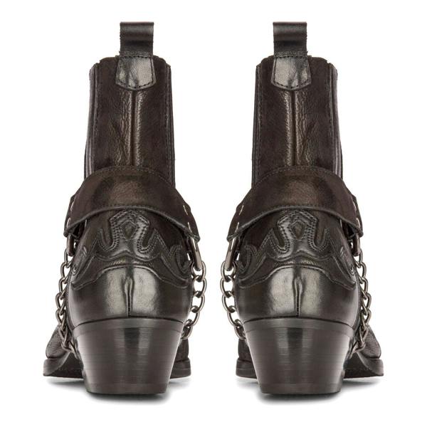 Infinity Leather Mens Leather Cowboy Ankle Boots Black Brown Cuban Biker Winklepicker Western