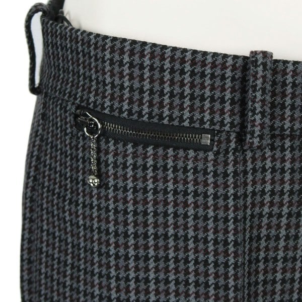 Nina Ricci black grey and claret houndstooth pattern trousers in a wool tweed fabric