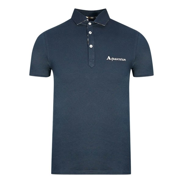 Aquascutum Signature Logo Polo Shirt - Navy Blue