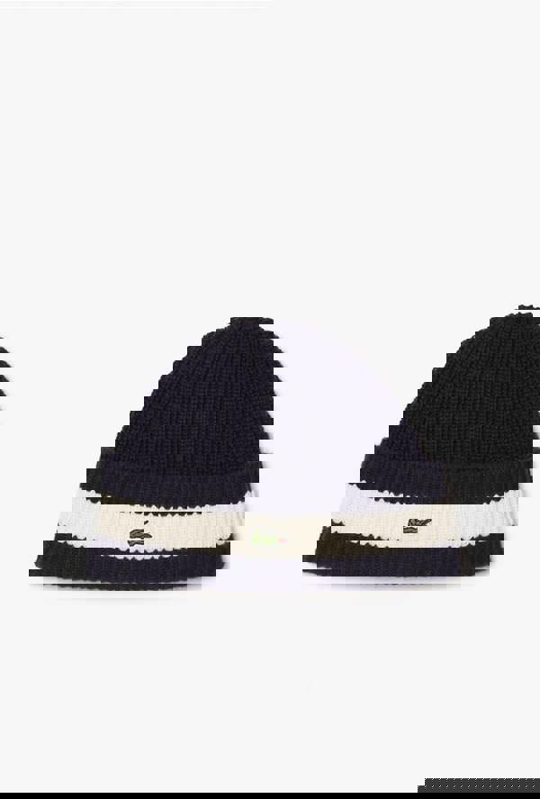 Lacoste Rib Knit Carded Wool Beanie