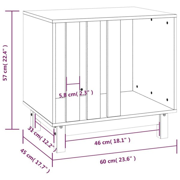 Berkfield Dog House White 60x45x57 cm Solid Wood Pine