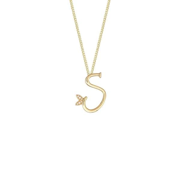 Say It With Winged Diamond Initial Necklace - Yellow Gold