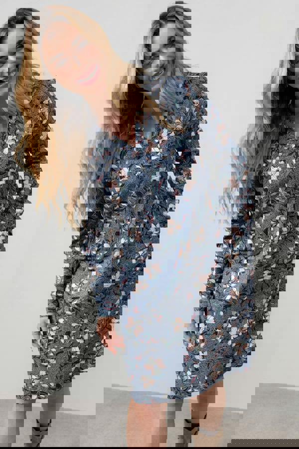 Emma Printed Shift Dress Navy | Lily and Me Clothing