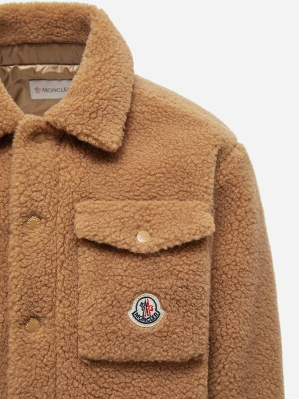 Moncler Enfant Boys Teddy Fleece Overshirt in Beige