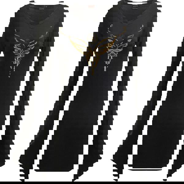 LOTR - ELVEN NECKLACE - V Neck Goth Sleeve Top Black