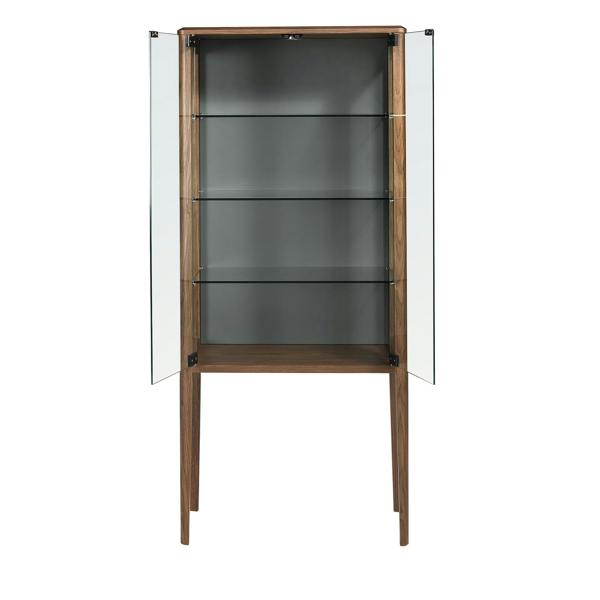 Angel Cerdá Tall sideboard in tempered glass and walnut with interior lighting 3292
