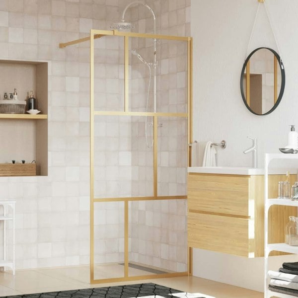 Berkfield Walk-in Shower Wall with Clear ESG Glass Gold 80x195 cm