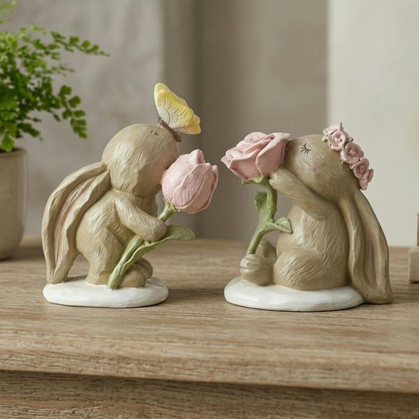 Garden Greatness Decorative Rabbits with Floral Mix Ornament