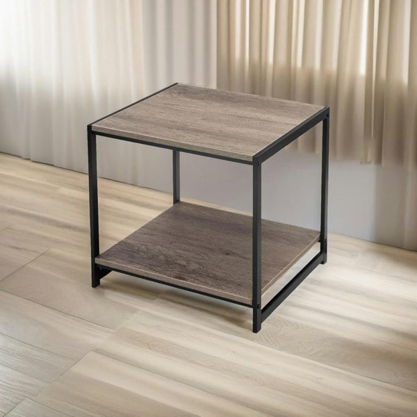 Rafaelo Mobilia Industrial 2 Tier Side Table Rustic