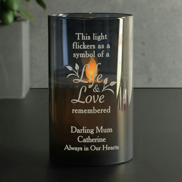 Personalised Memento Company Personalised Life & Love Memorial Smoked LED Candle