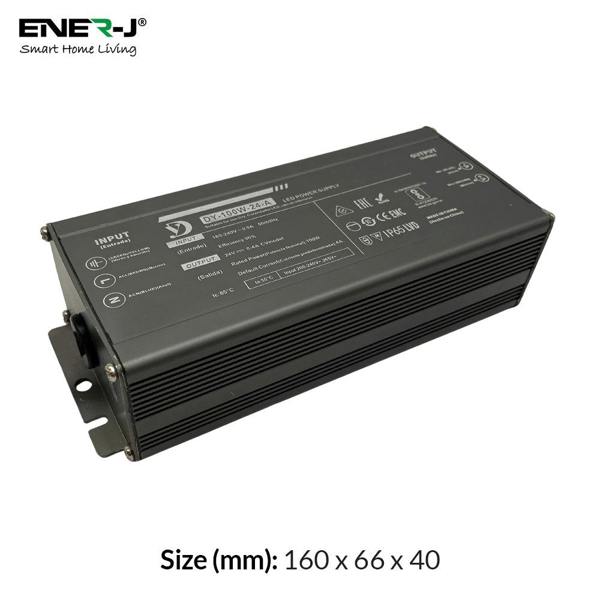 ENER-J Waterproof 100W 24V Power Supply, Constant Voltage LED Driver (IP65/IP67 Rated)