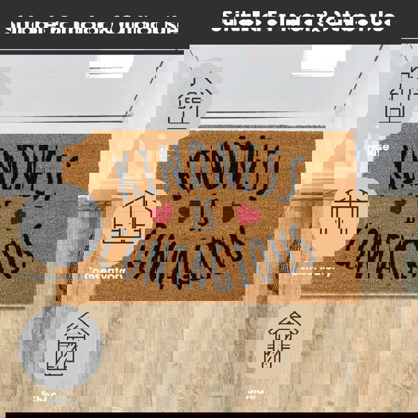 JVL Eco-Friendly Latex Backed Coir Entrance Doormat, 45x75cm - Kindness