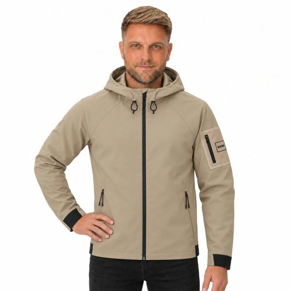 BOSS Terrace Soft Shell Jacket Light Pastel Khaki Green