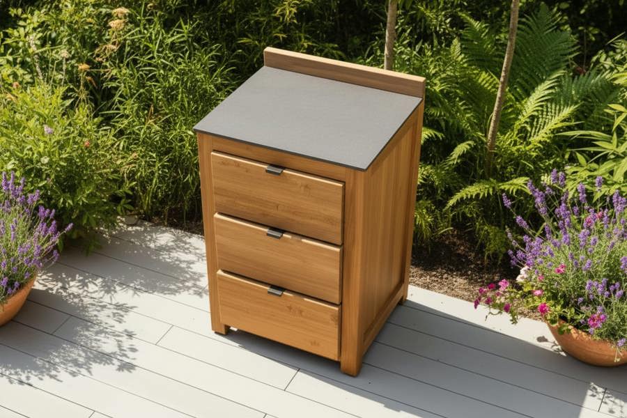 Ocean Designs Barletta Teak Kitchen Single 3 Drawer Unit