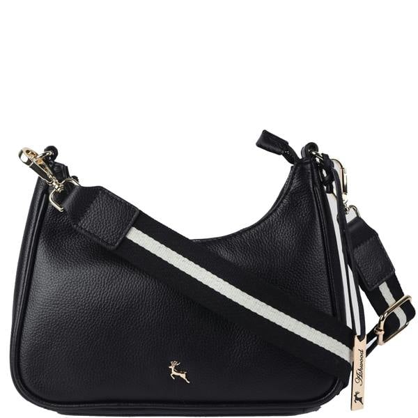Ashwood 'Bella Toscana' Real Leather Crossbody Bag with Webbing Strap: 64296
