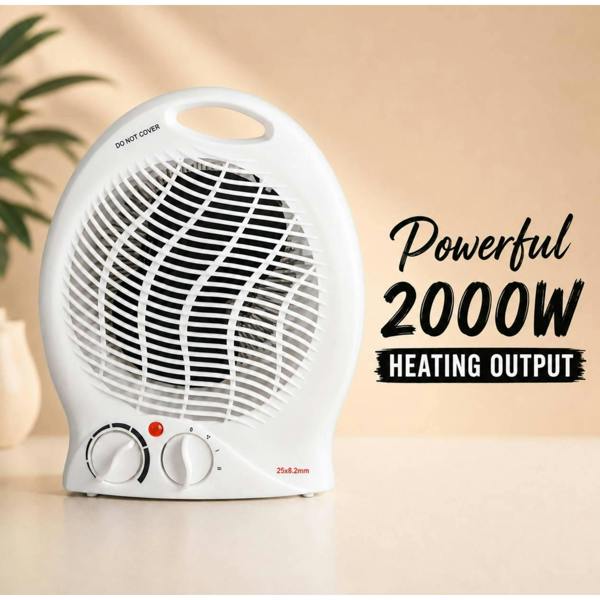 Dyzi 2000W Portable Fan Heater Adjustable Thermostat Tip-Over Protection