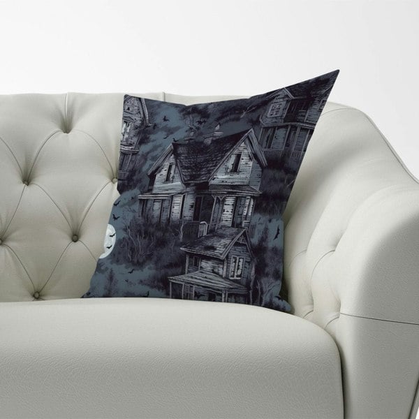 Warren Reed Spooky Shadowy Haunted House Cushions