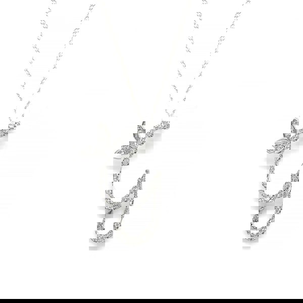 Say It With 1 Inch Winged Full CZ Stones Initial Necklace - Sterling Silver
