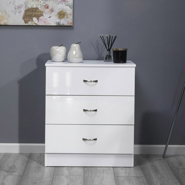 SQUAREBOXX Chiswick 3 Drawer Cabinet in Gloss White