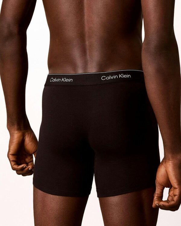 Calvin Klein 3 Pack Icon Cotton Stretch Mens Boxer Briefs - Black/Prep Emblem Goji Berry/Grisai