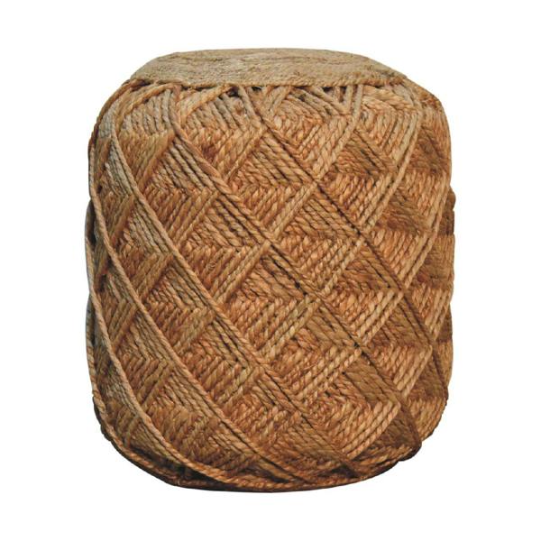 Artisan Furniture Solid Wood Jute Fiber Footstool Large Pattern