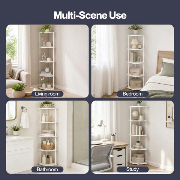 Levede Corner Bookcase Adjustable Corner Bookshelf Unit for Living Room White