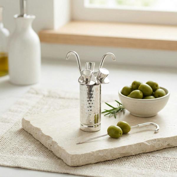 Culinary Concepts Set of Six Top Hat & Cane Olive Picks with Holder