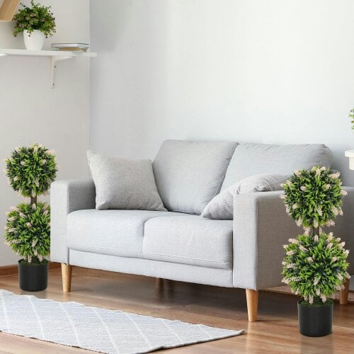 Wyld Haus Nosu Set Of 2 Artificial Lavender Flower Ball Trees In Pots 70cm Pink