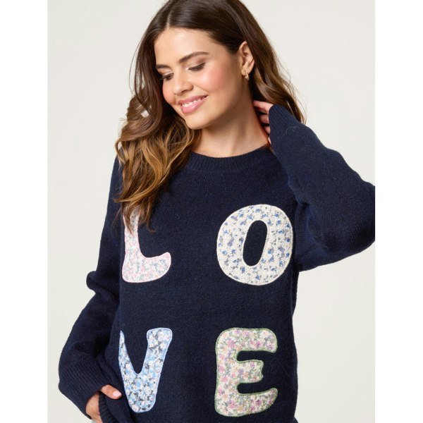 Blue Vanilla Embroidered Love Design Jumper
