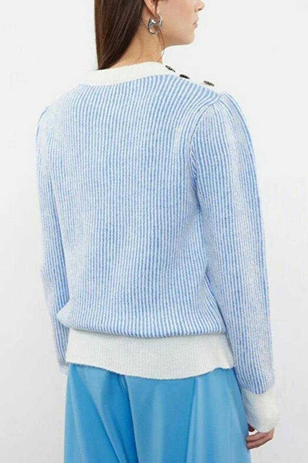 WOVCOR Soft Textured Knit Sweater with Button Details