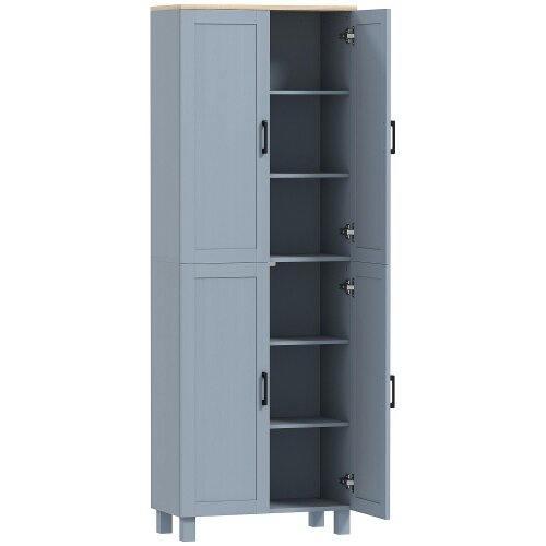 Wyld Haus Parare 171cm Wooden Grey Wood Effect 4 Door Freestanding Kitchen Pantry Cabinet