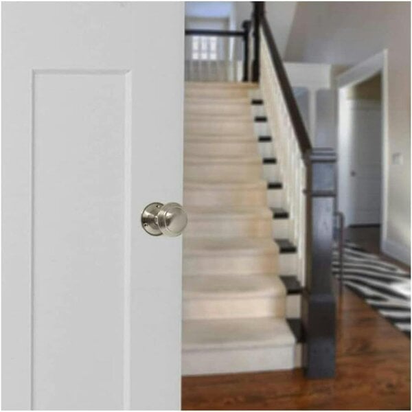 EDH Door Hardware Queen Anne Reeded Mortice Door Knobs, Interior Door Knobs for Home, Round Internal Door Knob with Tubular Latch