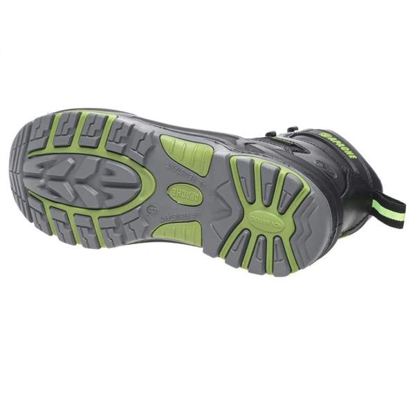 Apache APACHE Dakota Mens Lace Up Safety Work Non-Metallic S3 Ankle Boots, view of the outsole highlighting slip resistance and durable grip features.