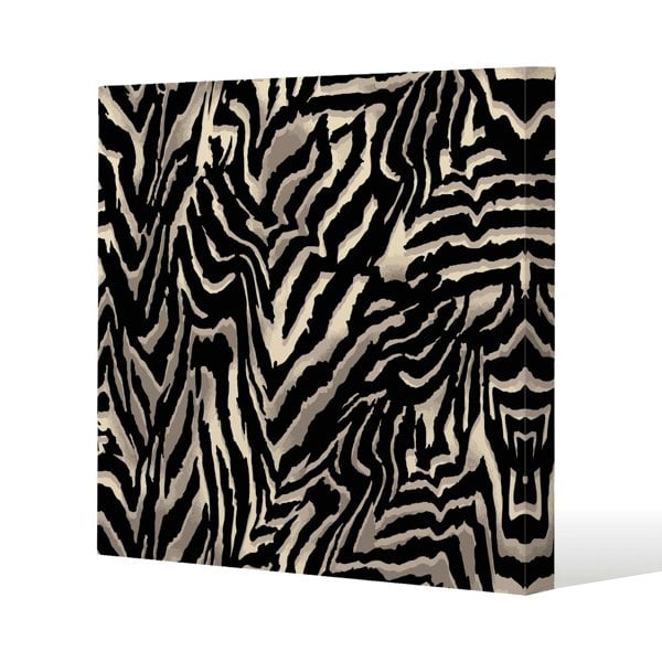 Benjamin Tate Design Gold Zebra Print Slim Style Canvas Print  30x30cm , 15mm Slim Real wood.