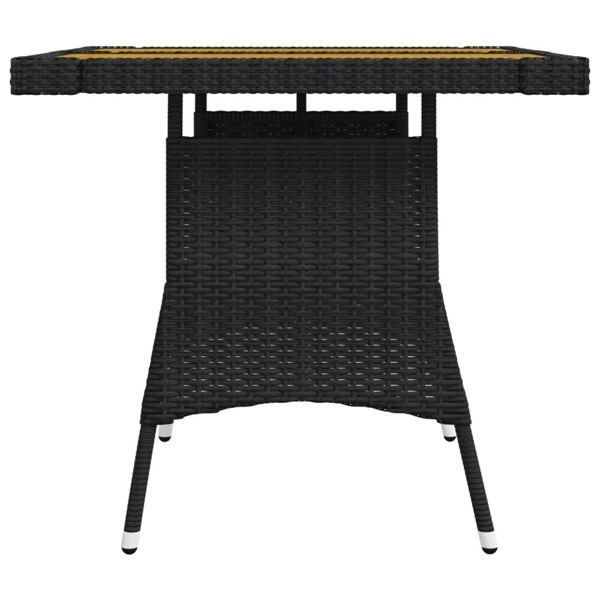 Berkfield Garden Table Black 70x70x72 cm Poly Rattan & Solid Acacia Wood