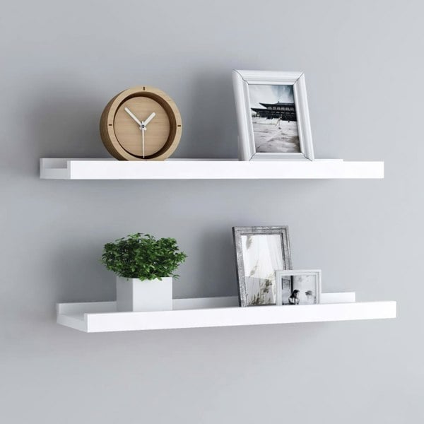 Berkfield Picture Frame Ledge Shelves 2 pcs White 40x9x3 cm MDF
