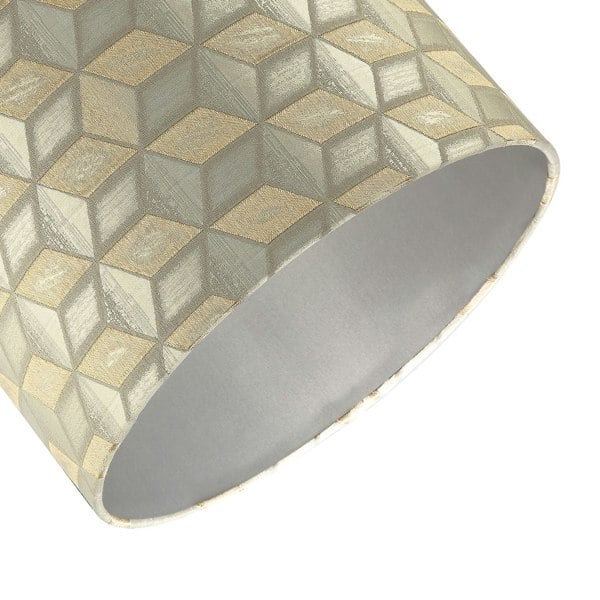 Contemporary Jacquard Drum Lamp Shade with Gold and Silver Diamonds Image 5