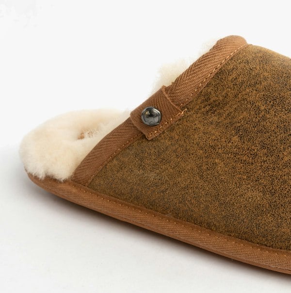 Bedroom Athletics KIEFER Mens Mule Slippers Distressed Coffee