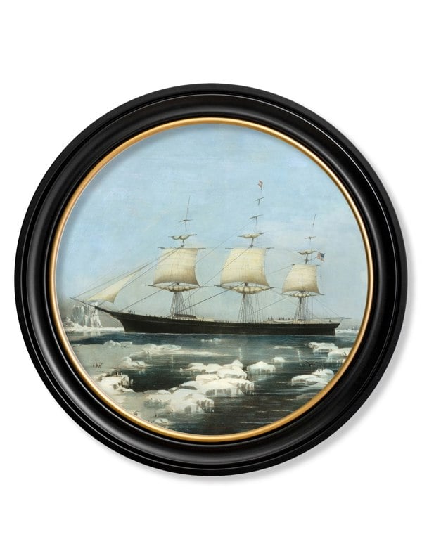 Exceptional Art c.1854 Red Jacket Clipper - Round Frame