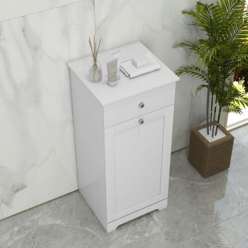Wyld Haus Faratti White Single Hamper Laundry Storage Cabinet