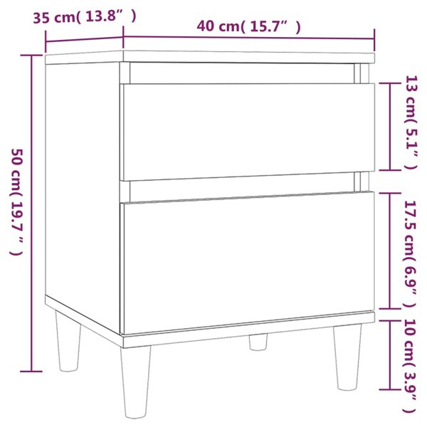 Berkfield Bedside Cabinet Concrete Grey 40x35x50 cm