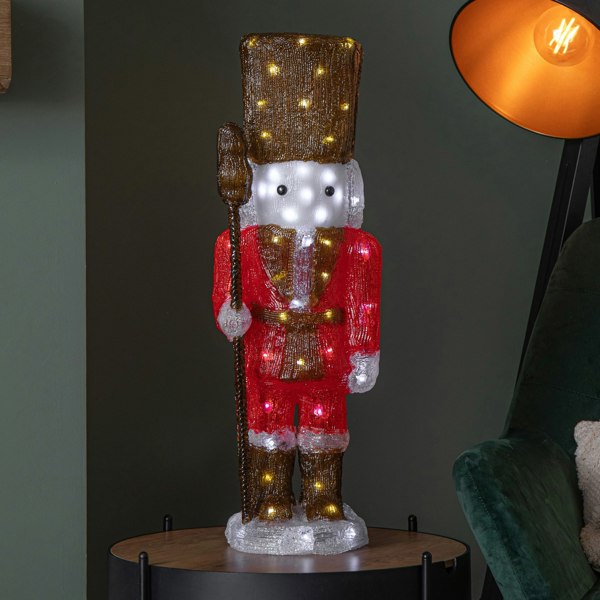 Samuel Alexander 65cm Light up Acrylic Christmas Nutcracker Decoration with 80 White LEDs