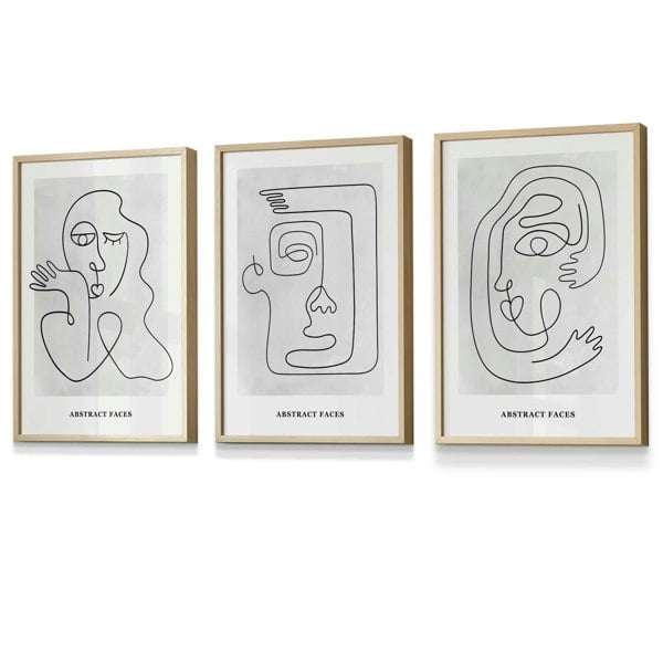 Picasso Style Grey Abstract Faces Framed Wall Art Prints | Artze Wall Art UK